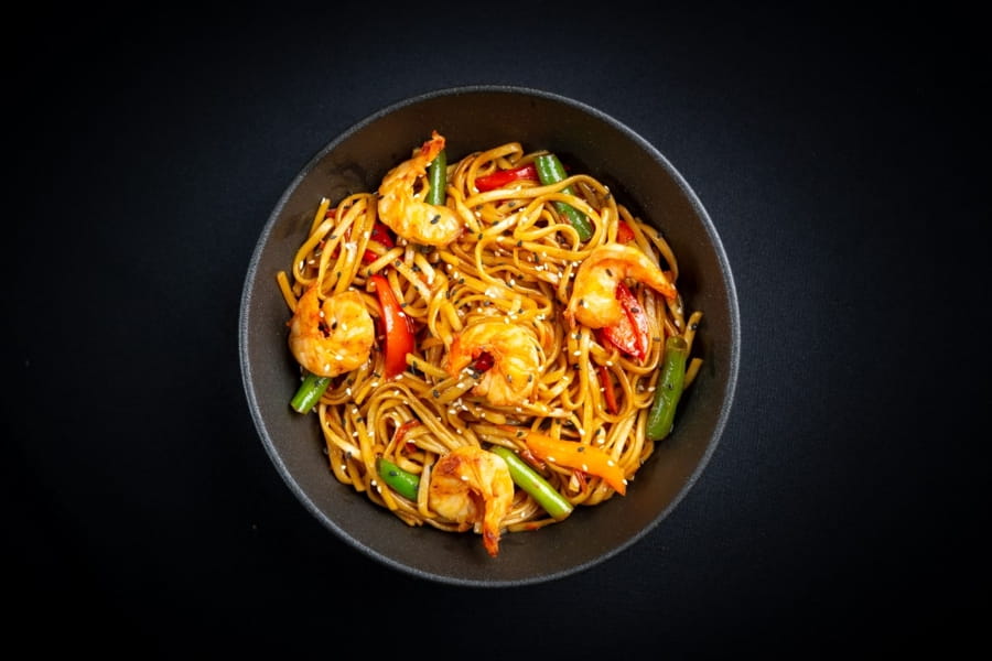 Удон с креветками